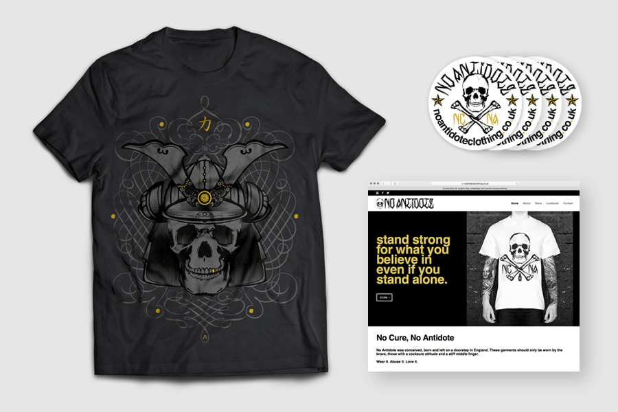 Concept, design and artwork of apparel
ecommerce website and stickers